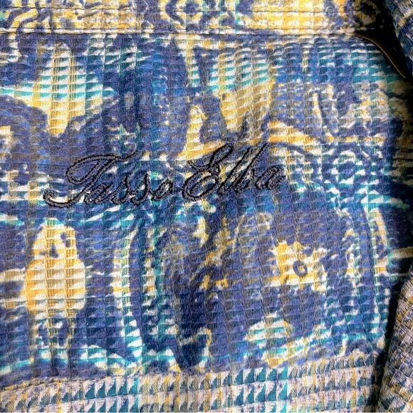 Tasso Elba Men's BLUE Short Sleeve Cotton Print Shirt Size L - Picture 4 of 7